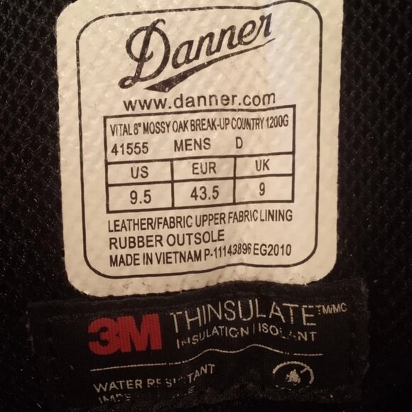 Danner Vital 8" Mossy Oak Break-Up Country Camo Size 9.5 Boots 1200G Style 41555 - Picture 8 of 8